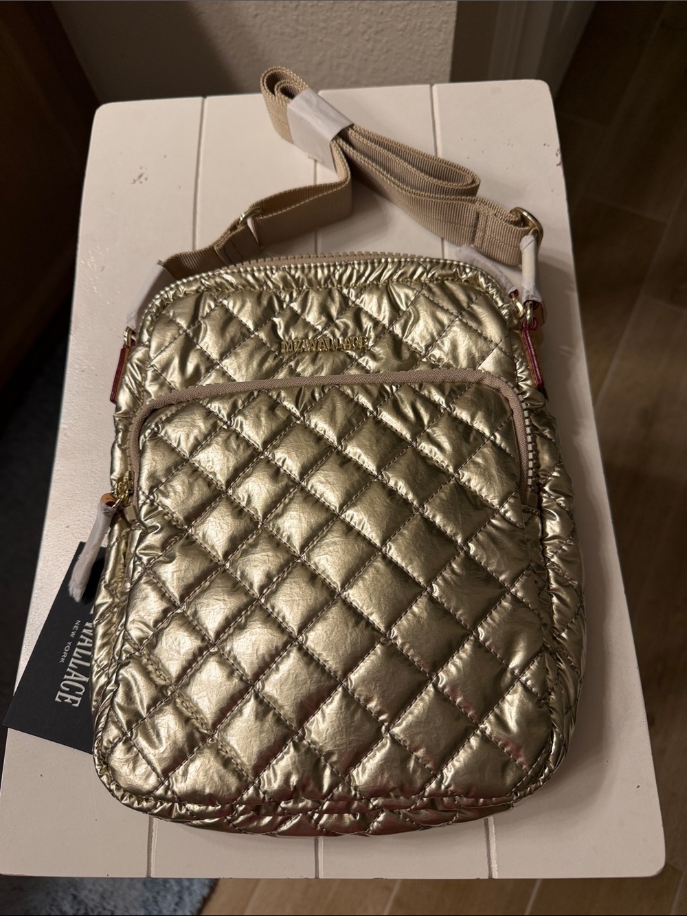 MZ Wallace Metro Crossbody bag in Platinum Metallic Gold. Size Large. Brand New. - Picture 9 of 16